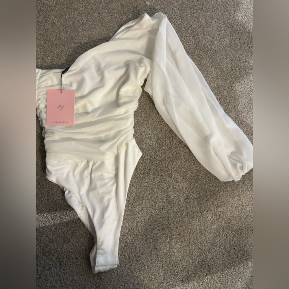 Hello Molly Off-White Long Sleeve Bodysuit